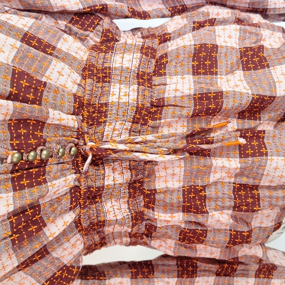 Anthropologie Pilcro Plaid Checkered Deep-V Women's Long Sleeve Blouse Women L - Picture 9 of 12